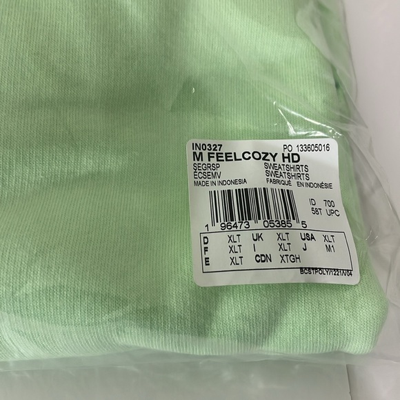 Adidas Mens sweatshirt Mint Green Hoodie sweatshirt xlarge tall - Picture 4 of 6